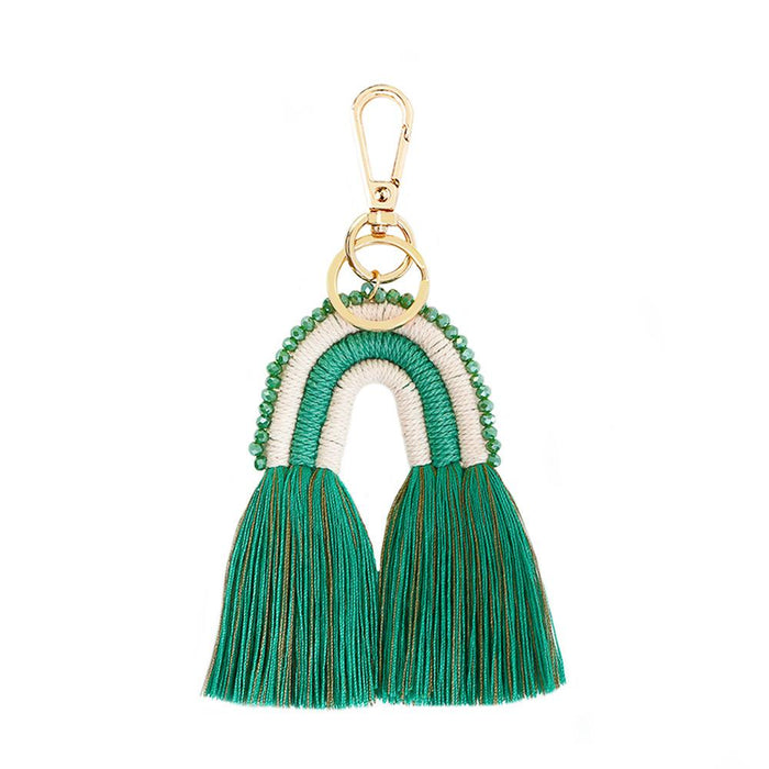 Tassel Keychains Hand Woven Rainbow Pendant