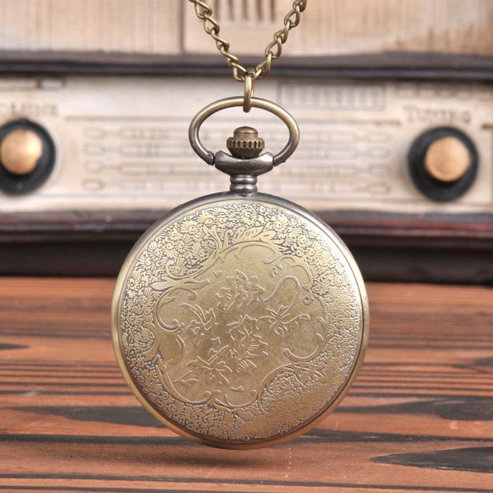 Carved Hollow Flip Emerald Pocket Watch LL3706