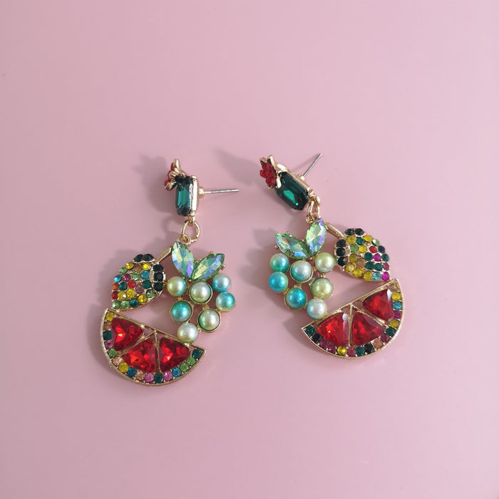 New Hollow Out Pearl Imitation Earrings Accessories Inlaid Rhinestone