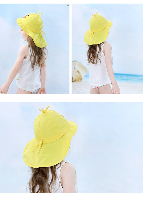 Cartoon Little Yellow Duck Outdoor Sunscreen Thin Children's Shawl Hat