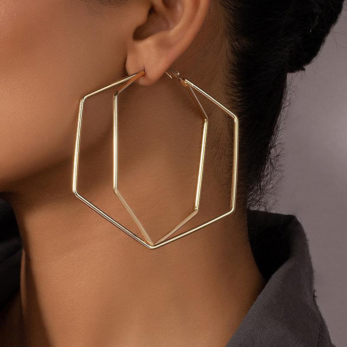 New Pentagonal Cold Wind Exaggerated Earrings