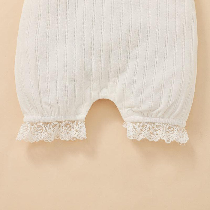 Baby Solid Color Lace Suspender Jumpsuit