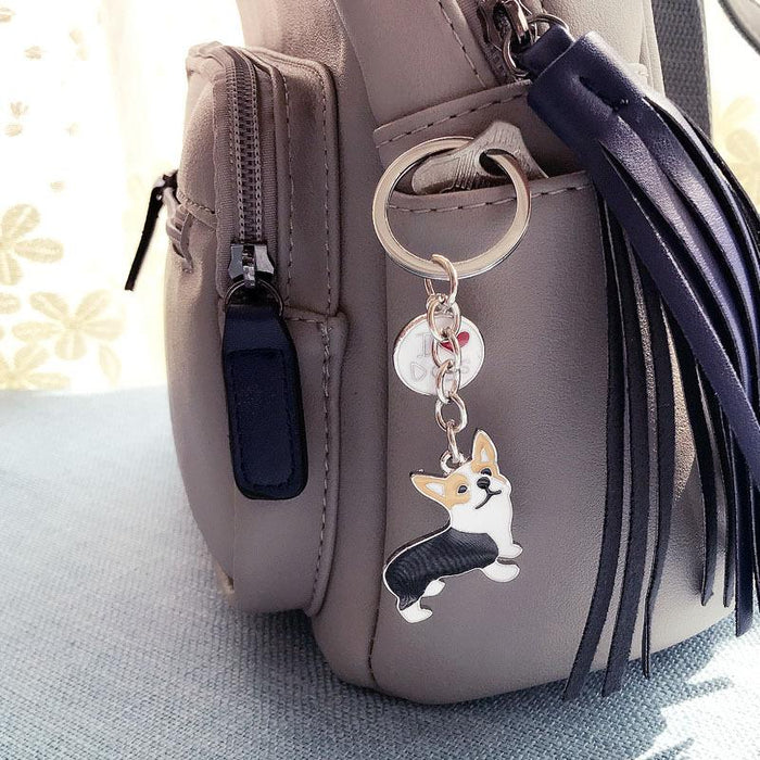 Multicolor Pet Dog Painted Zinc Alloy Keychain