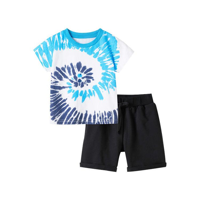 Boys' short sleeved T-shirts and shorts two piece set wholesale