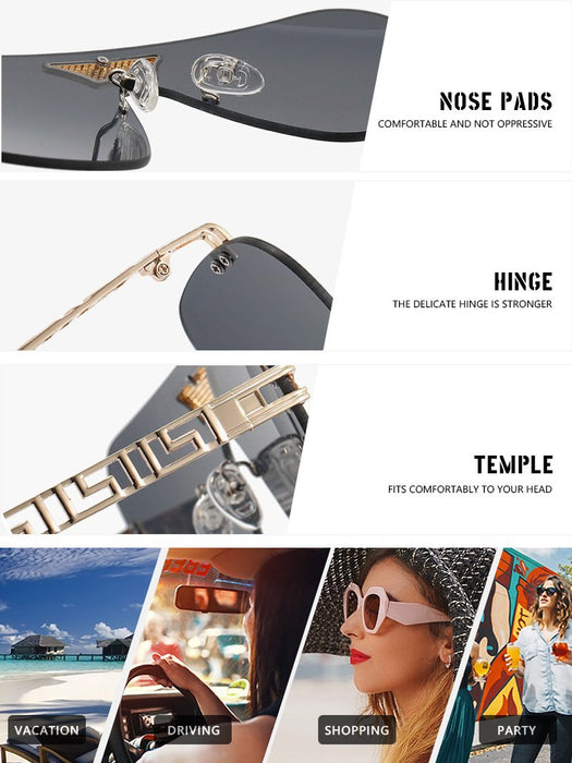 Metal integrated sheet chain frameless avant-garde Sunglasses