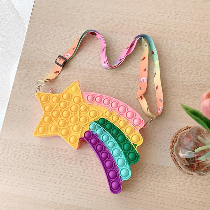 Children's toy rainbow star diagonal coin purse
