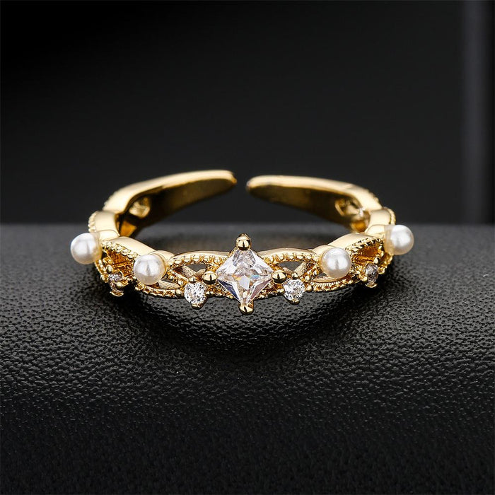 New Fashion Gold Color Zircon Geometric Open Ring