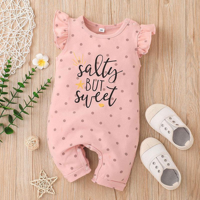 Newborn Baby Pink Cute Letter Jumpsuit