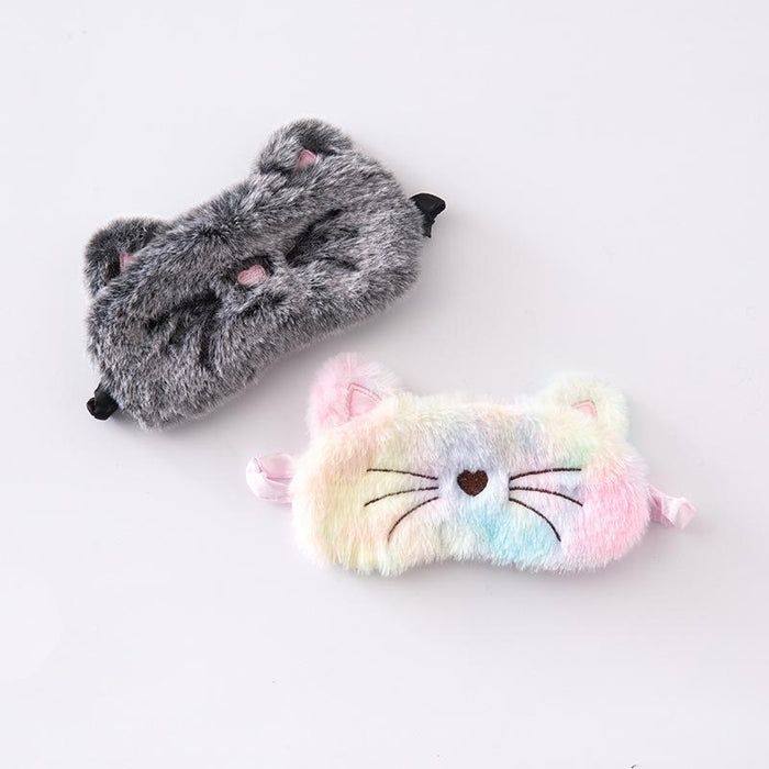 Plush Black Cat Cute Cartoon Rabbit Shade Blindfold Eye Mask