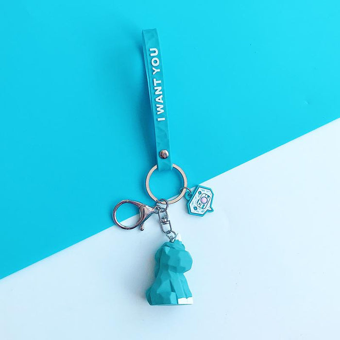 Cartoon Creative Faceted Geometric Dinosaur Keychain