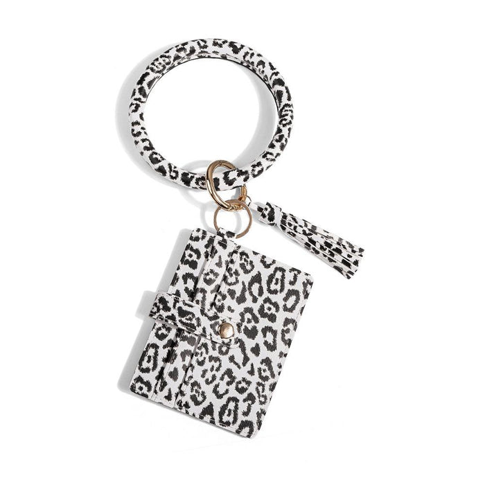 Wrist PU Leather Card Bag Key Chain Coin Purse Pendant