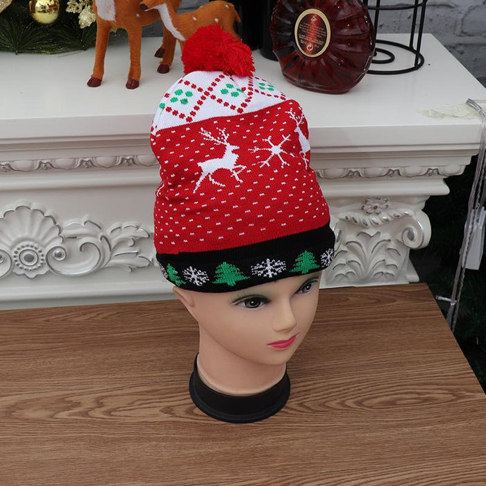 Christmas Decorations Adult Children's Luminous Knitted Hat