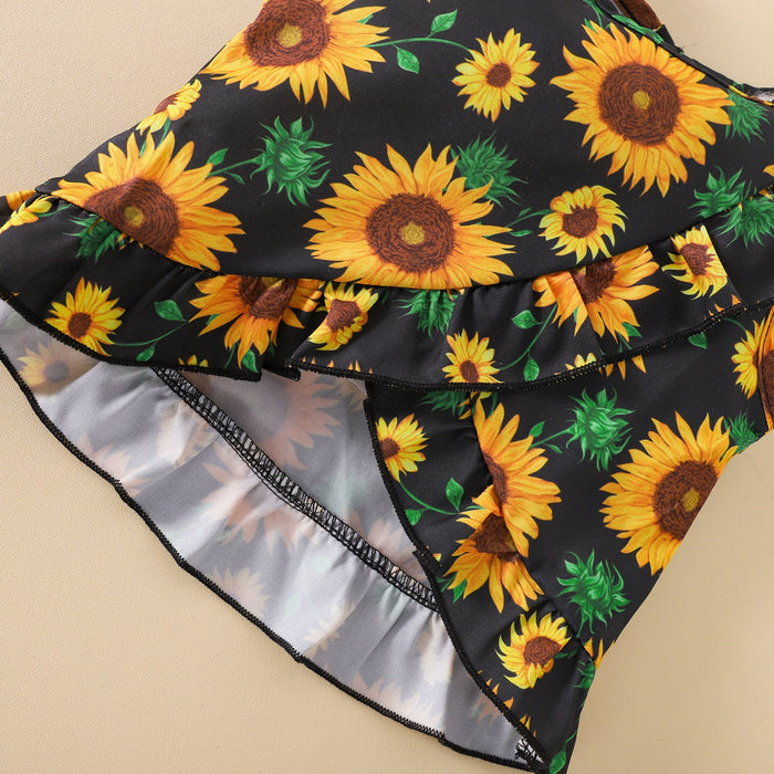 Sunflower sleeveless top jeans two piece set