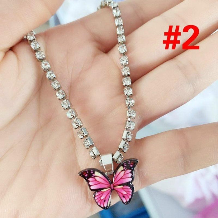 Rhinestone Butterfly Pendant Anklet for Women