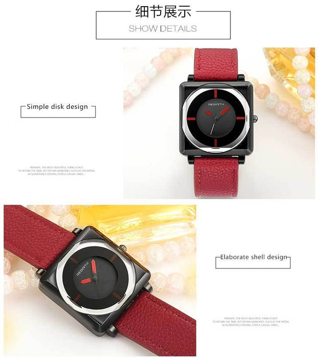 Square Women Leather Wrist Watches