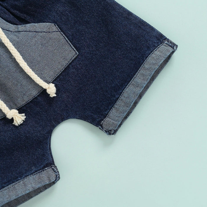 Cartoon T-shirt denim shorts two piece set