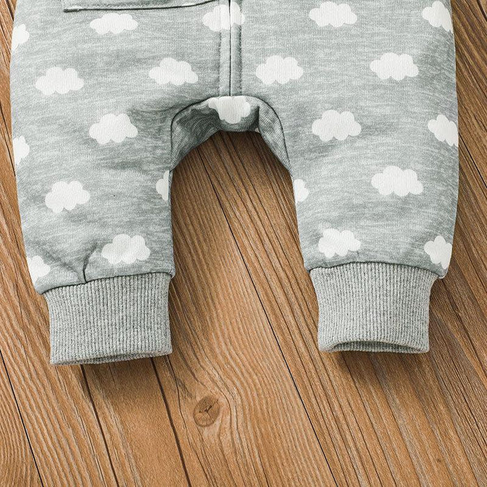 Grey Cloud Newborn Baby Zipper Jumpsuit