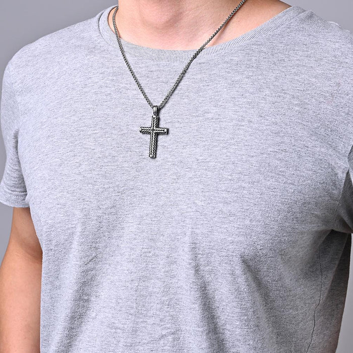 Men's Punk Rock Stainless Steel Cross Pendant Necklace