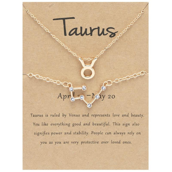 Twelve Constellations Necklace Diamond Bracelet Card Set