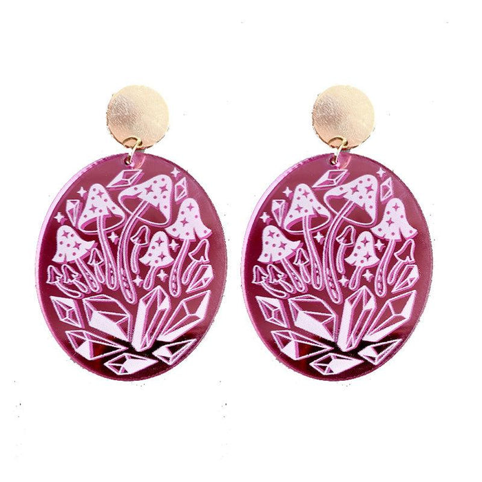 Geometric Mushroom Thunder Snake Mirror Reflection Earrings