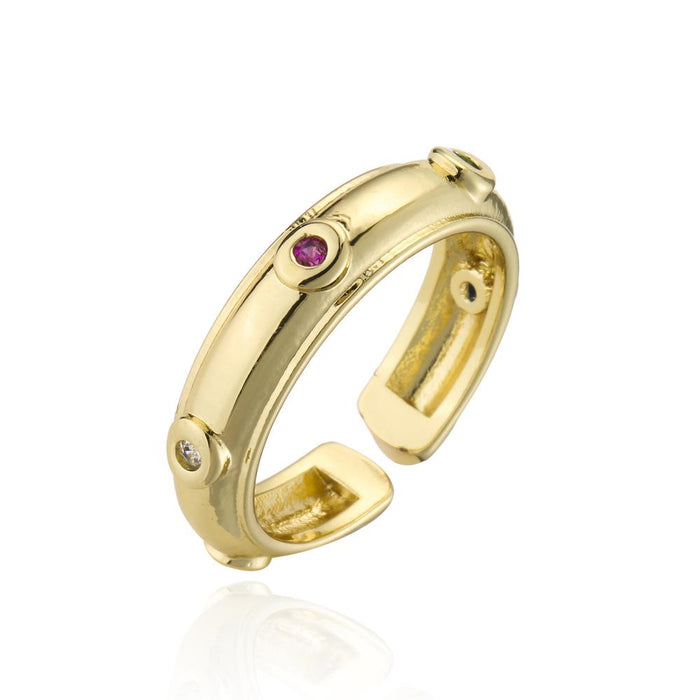 Vintage Gold Color Zircon Geometric Open Ring