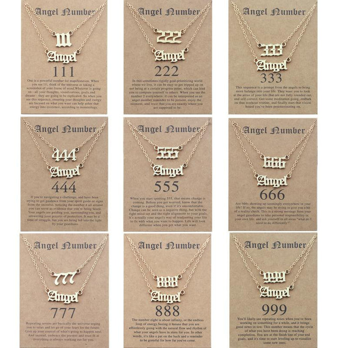New Angel Lucky Number Necklace Set With Card