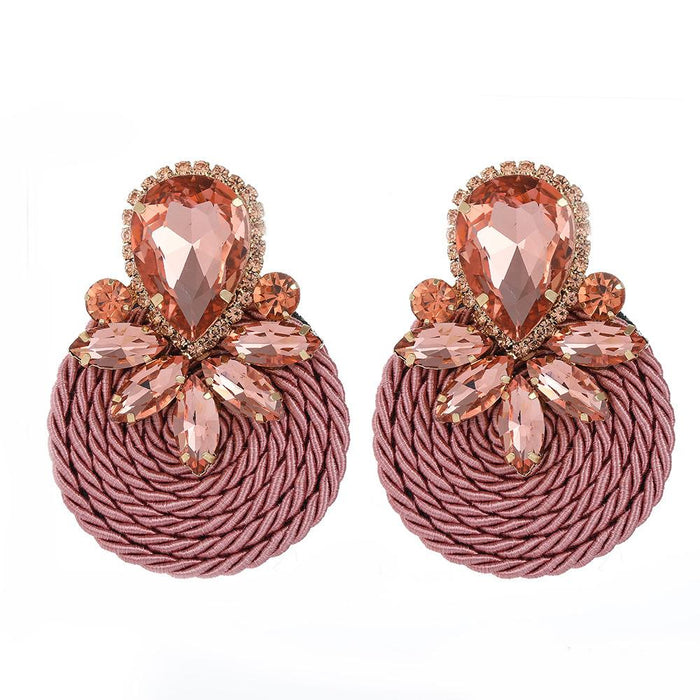 New Exaggerated Retro Simple Women's Earrings Accessories Inlaid Rhinestone