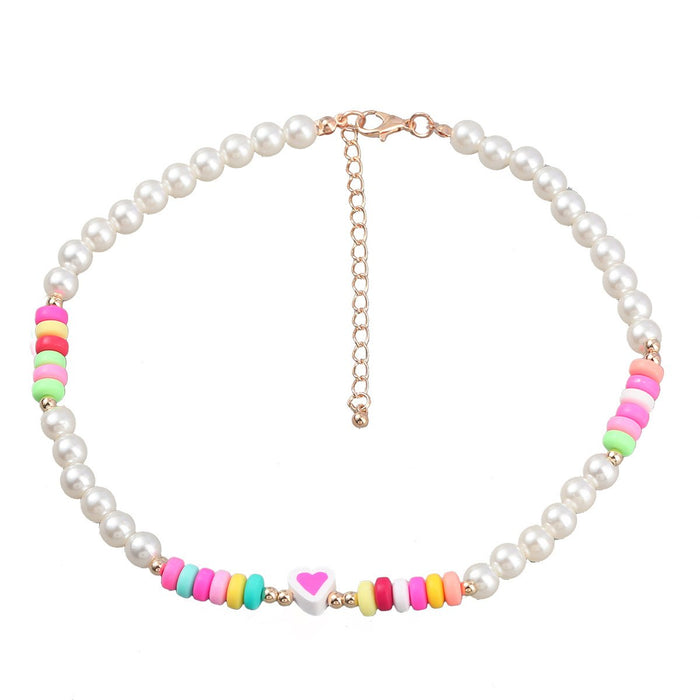 Fashion National Style Bead love shaped Resin Necklace