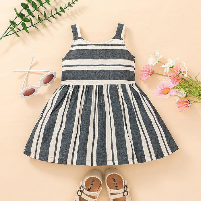 Summer Girls Striped Suspender Skirt