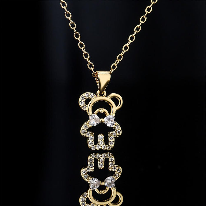 Fashion Mini Openwork Gold Color Bear Pendant Necklace