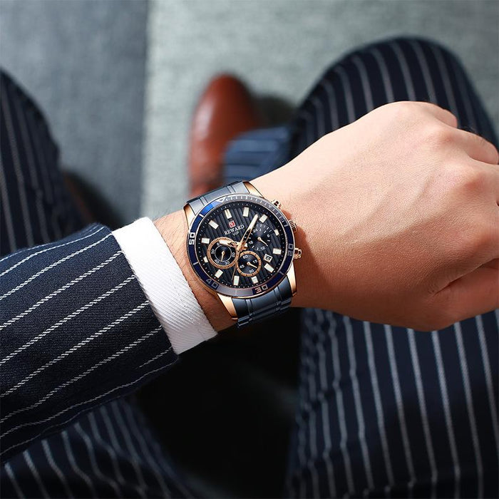 Men's Steel Belt Watch Multi-function Sports Wristwatch