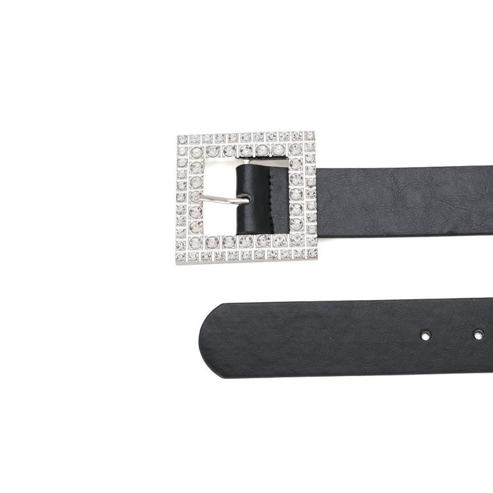 Square alloy diamond inlaid PU belt