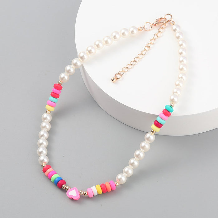 Fashion National Style Bead love shaped Resin Necklace