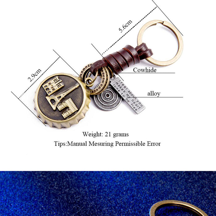 Vintage key chain punk leather metal key chain creative personality key chain