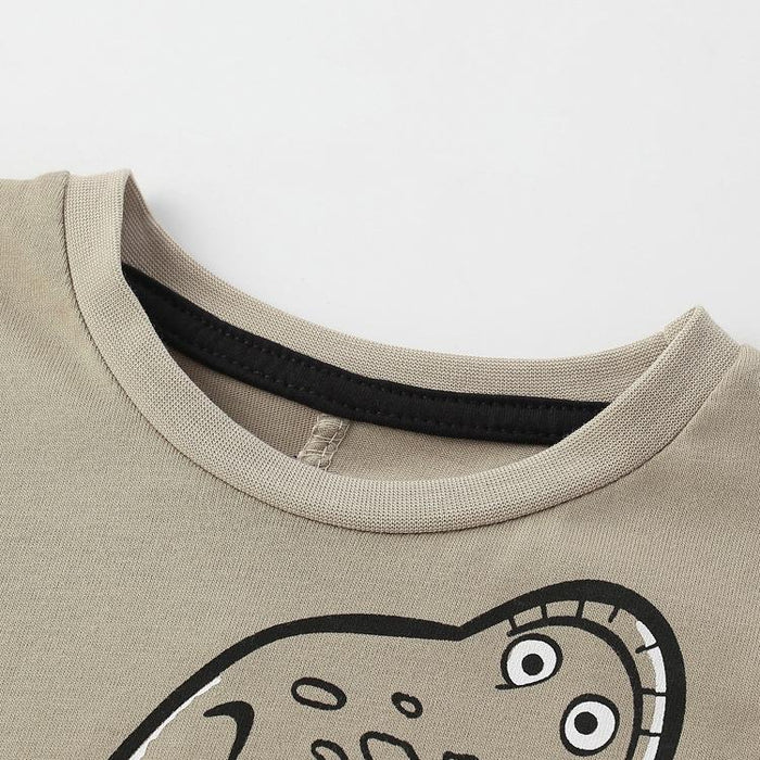 Boys' cartoon animal cotton short sleeve round neck T-shirt