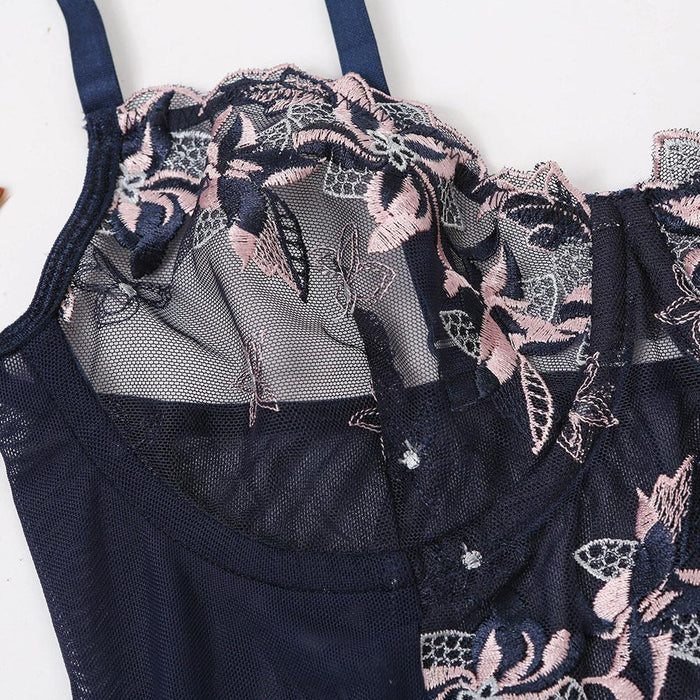 Women's Embroidered Mesh Underwear Sexy Lingerie Set