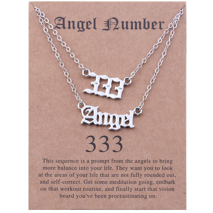 New Angel Lucky Number Necklace Set With Card