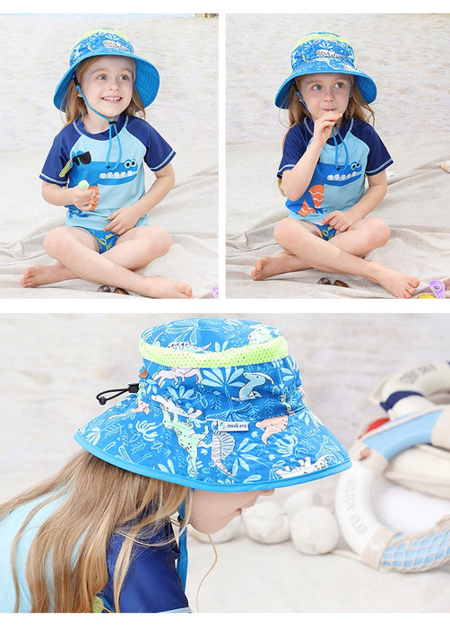 Children's Printed Dinosaur Uv50 + Outdoor Sunshade Shawl Hat