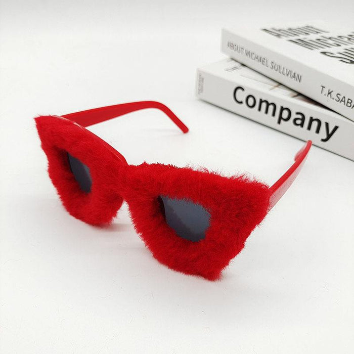 Performance Decorative Red Plush Sunglasses Funny Hats