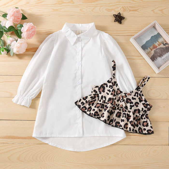 White shirt skirt children's suit