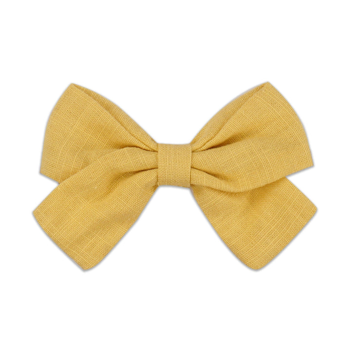 Slub cotton and linen bow hairpin