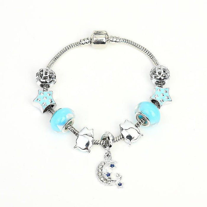 Blue Starry Glass Beaded Bracelet