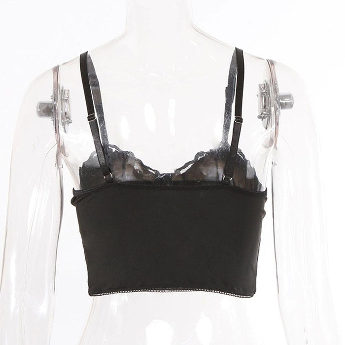 Lace Sexy Tanks Tops Women Slim Black Vest