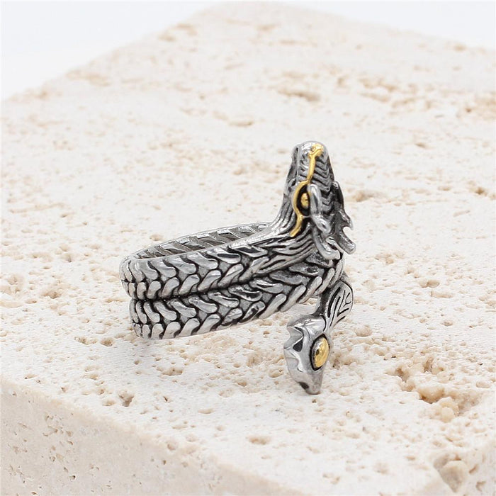 Personality Retro Chinese Dragon Men's Titanium Steel Ring