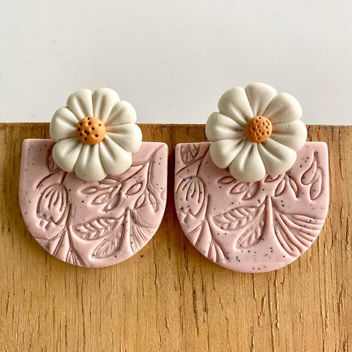 Handmade Flower Shaped Polymer Clay Earrings