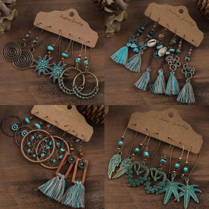 3 pairs/set Earrings Bohemian Style Jewelry X0X36210