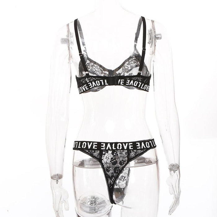 Women's Lace Stitching Underwear Sexy Alphabet Lingerie Set