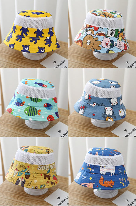 Summer Cartoon Print Children's Outdoor Mesh Hat