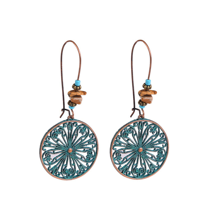 Women's Vintage Boho Greenstone Earrings