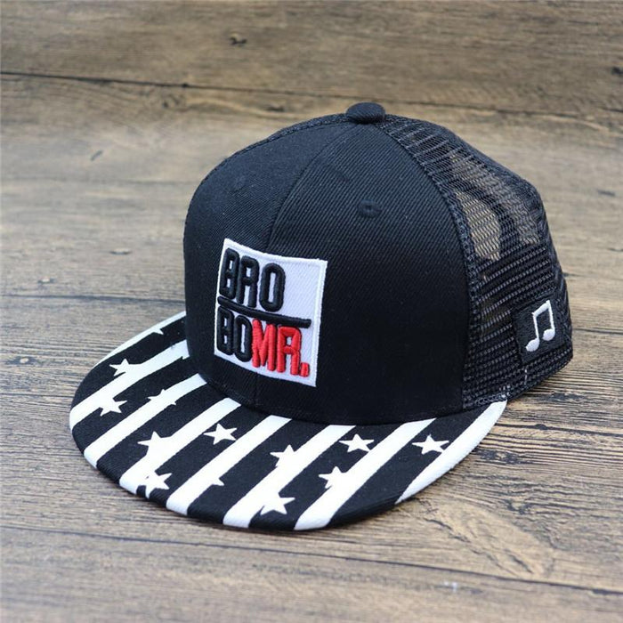 Children's Striped Pentagram Alphabet Hip Hop Mesh Baseball Cap